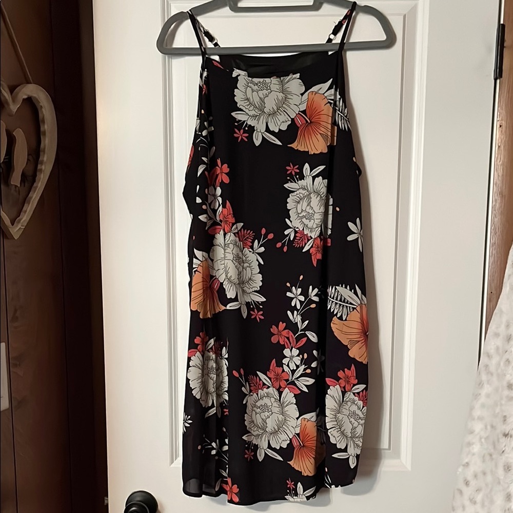 Floral Black Sleeveless Dress